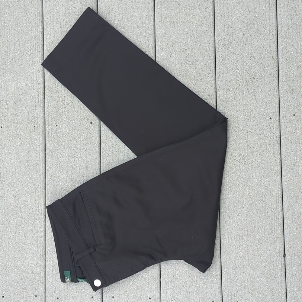 Ralph Lauren Petite Black Stretch Ankle Pants with Zipper Pocket